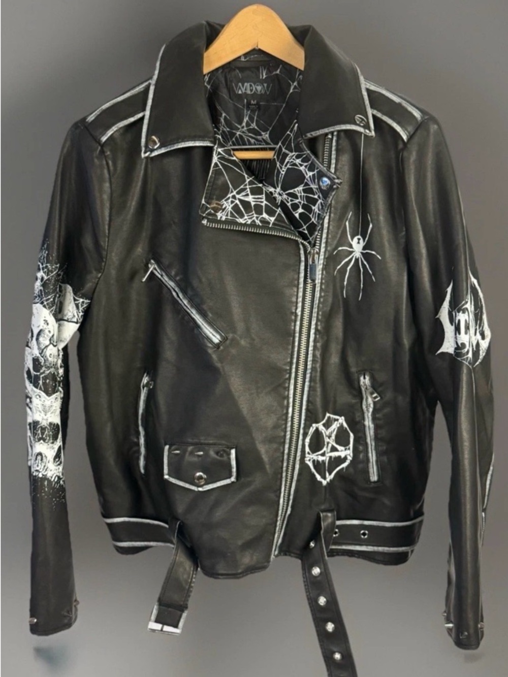 Widow Highway Havoc Moto Jacket Size Medium M Dolls Kill Goth Punk Spider Black